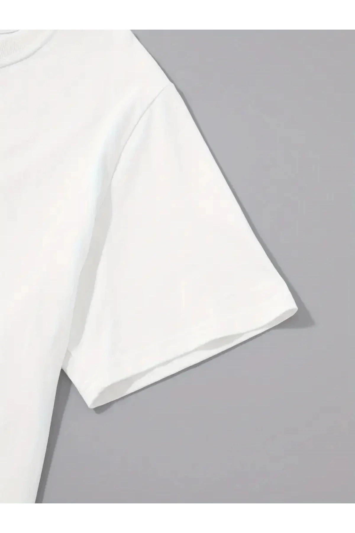 20/1 Penye Compack Sarj %1 Baskılı Oversize Bisiklet Yaka Kısa Kol Yazlık T-shirt - Beyaz