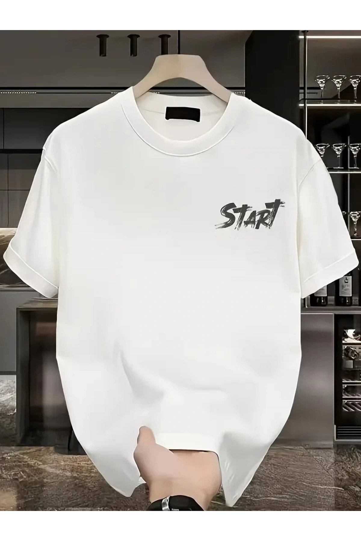 20/1 Penye Compack Start All Over Baskılı Oversize Bisiklet Yaka Kısa Kol Yazlık T-shirt - Beyaz