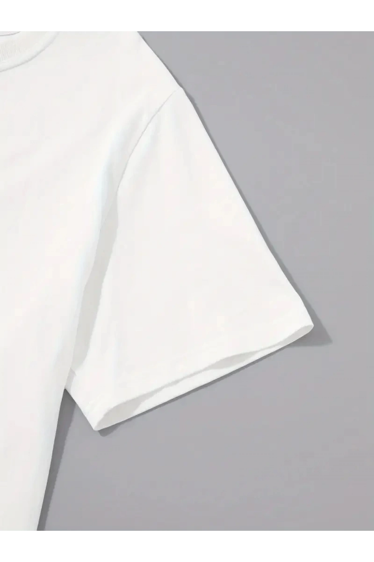 20/1 Penye Compack Palmiye Baskılı Oversize Bisiklet Yaka Kısa Kol T-shirt - Beyaz