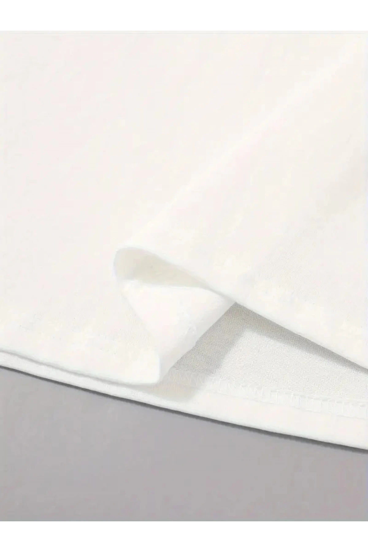 20/1 Penye Compack Sarj %1 Baskılı Oversize Bisiklet Yaka Kısa Kol Yazlık T-shirt - Beyaz