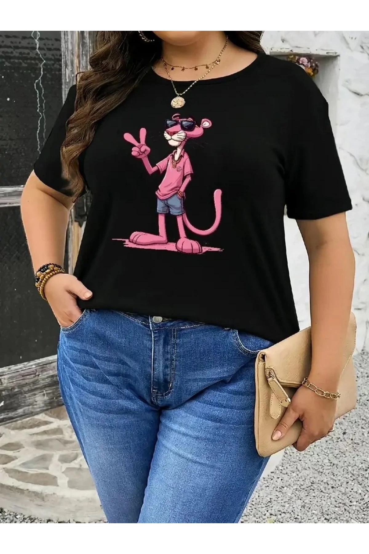 Örümcek Ağı Desenli Baskılı Oversize Bisiklet Yaka T-shirt  - Beyaz