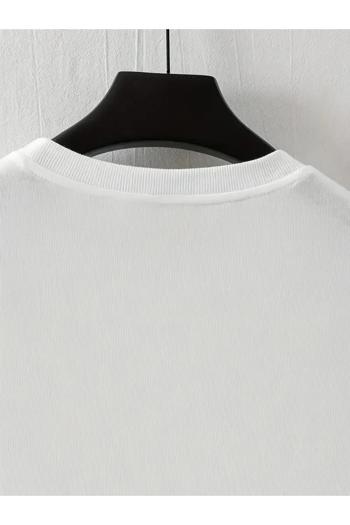 LB Baskılı Ön Arka Oversize Bisiklet Yaka Kısa Kol T-shirt - Beyaz