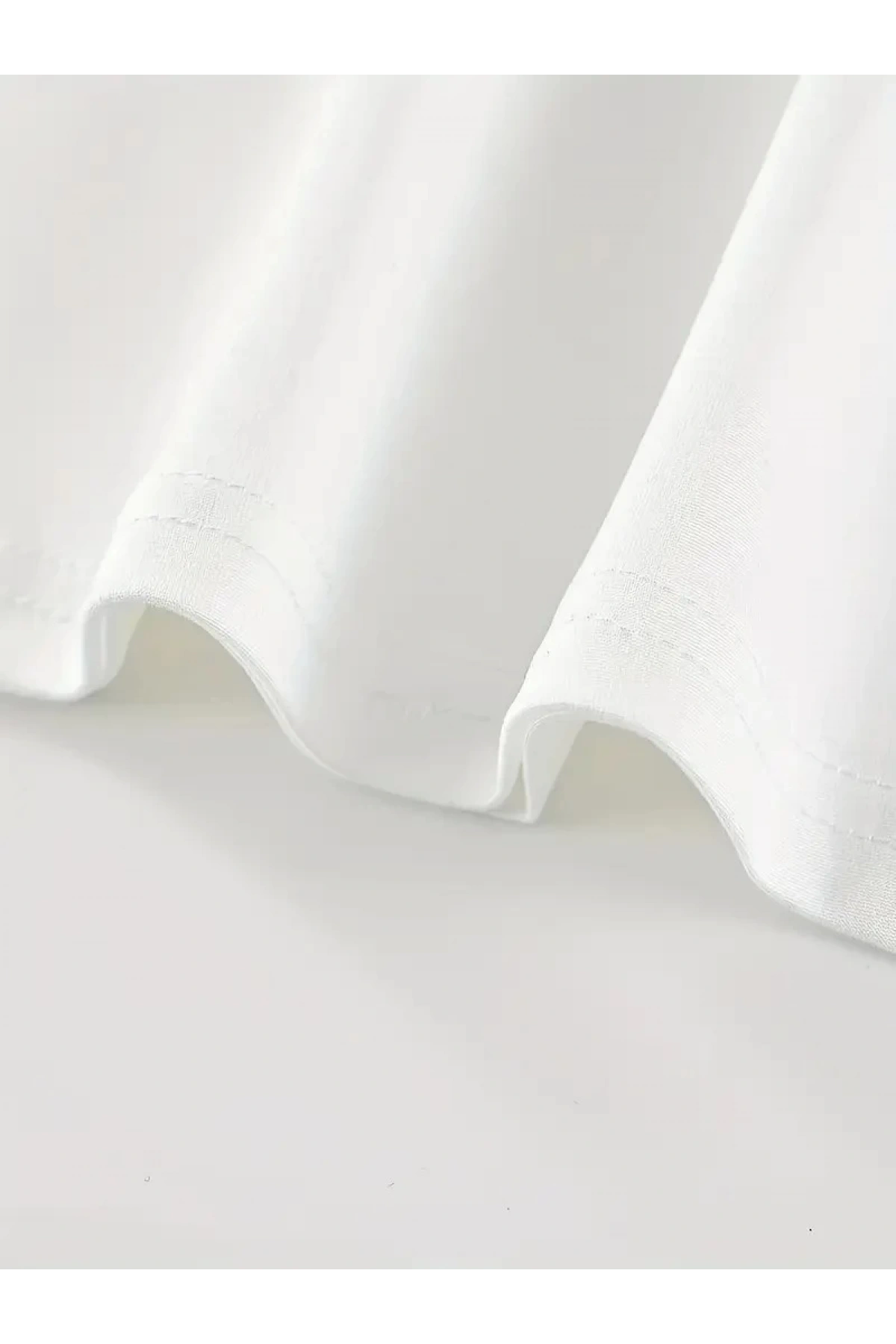 20/1 Penye Compack Baskılı Oversize Kısa Kol Bisiklet Yaka T-shirt - Beyaz