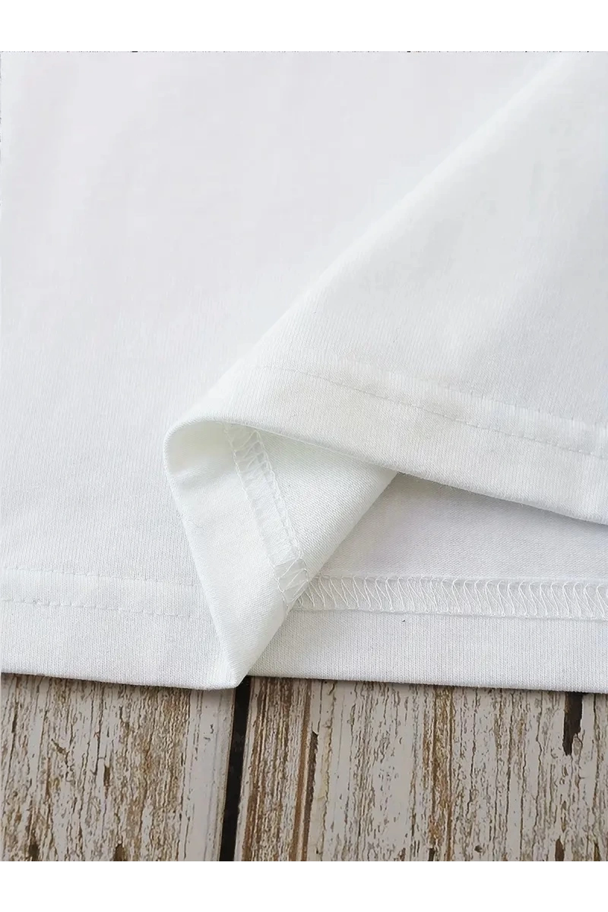 20/1 Penye Compack Dark Angel Baskılı Oversize Kısa Kol Yazlık T-shirt- Beyaz