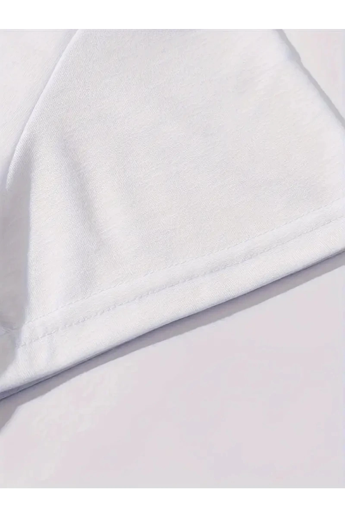 20/1 Penye Compack Baskılı Oversize Kahve Desenli Kadın Kısa Kol T-shirt - Beyaz