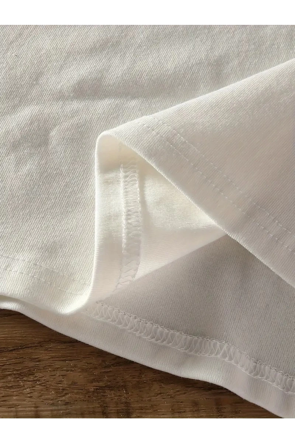 20/1 Penye Compack Baskılı Oversize Bisiklet Yaka Kısa Kol Yazlık T-shirt - Beyaz