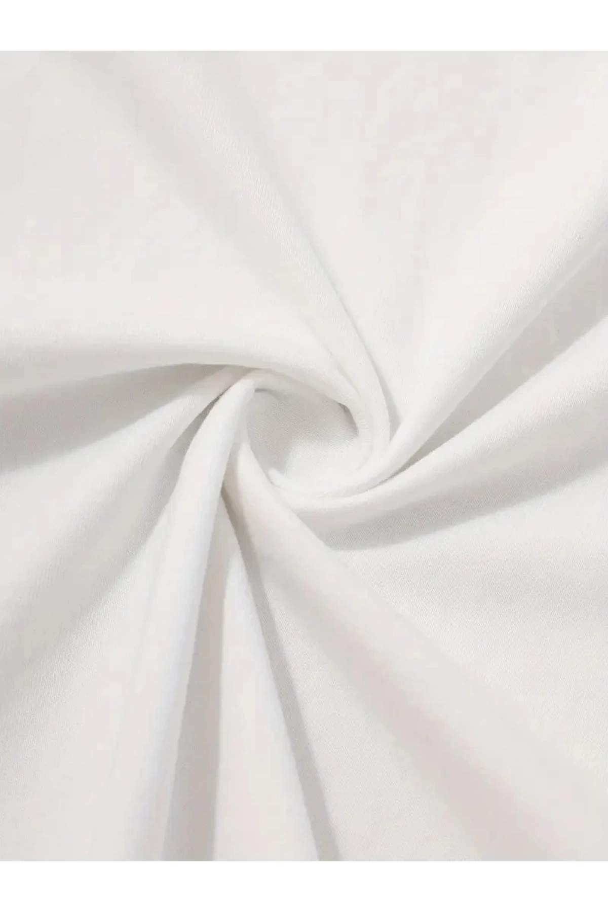 20/1 Penye Compack Palmiye Baskılı Oversize Bisiklet Yaka Kısa Kol T-shirt - Beyaz