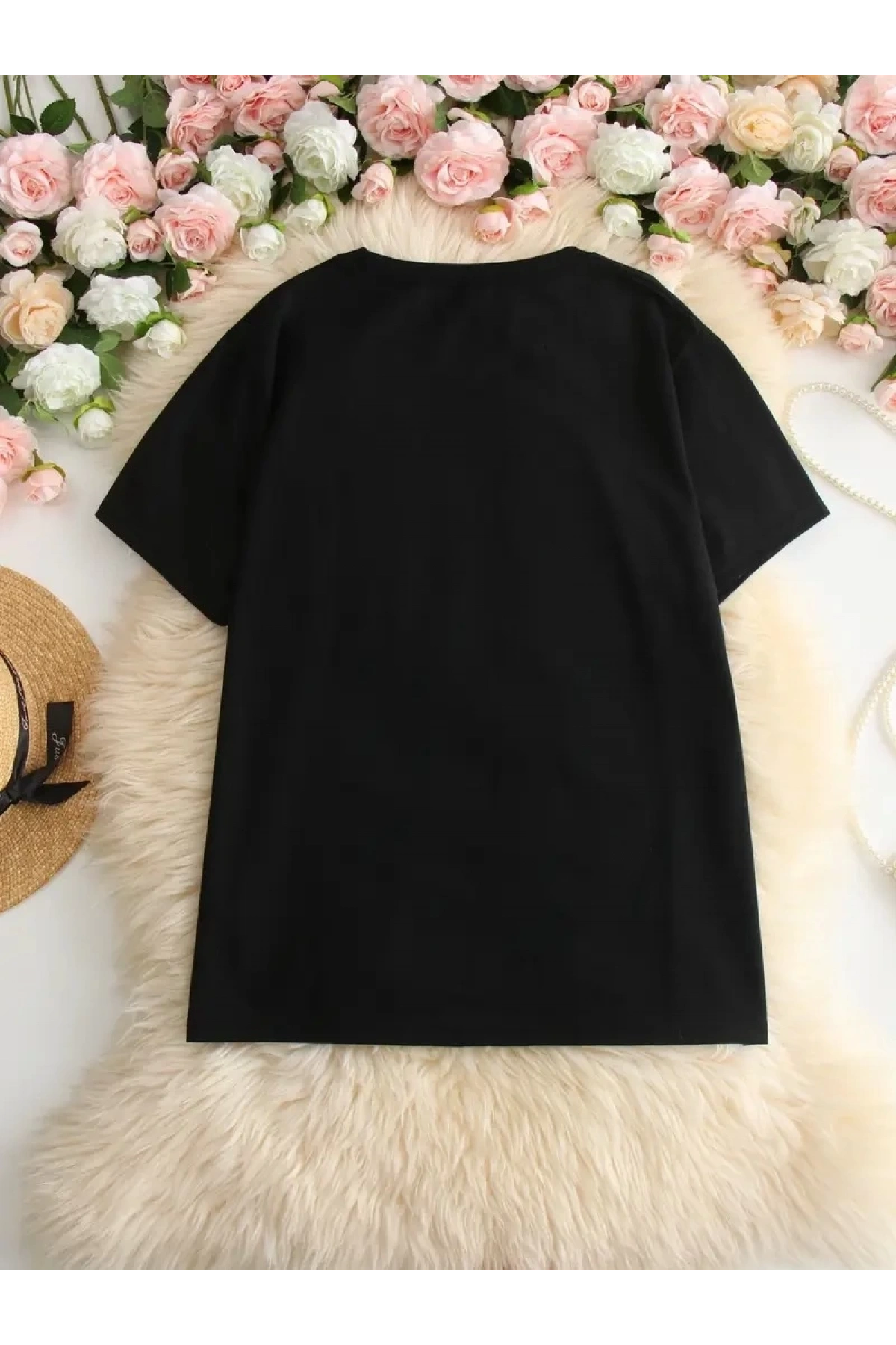 Hi, I dont care. Thanks. (Merhaba, önemli değil. Teşekkürler.) Baskılı Oversize Bisiklet Yaka T-shirt - Siyah