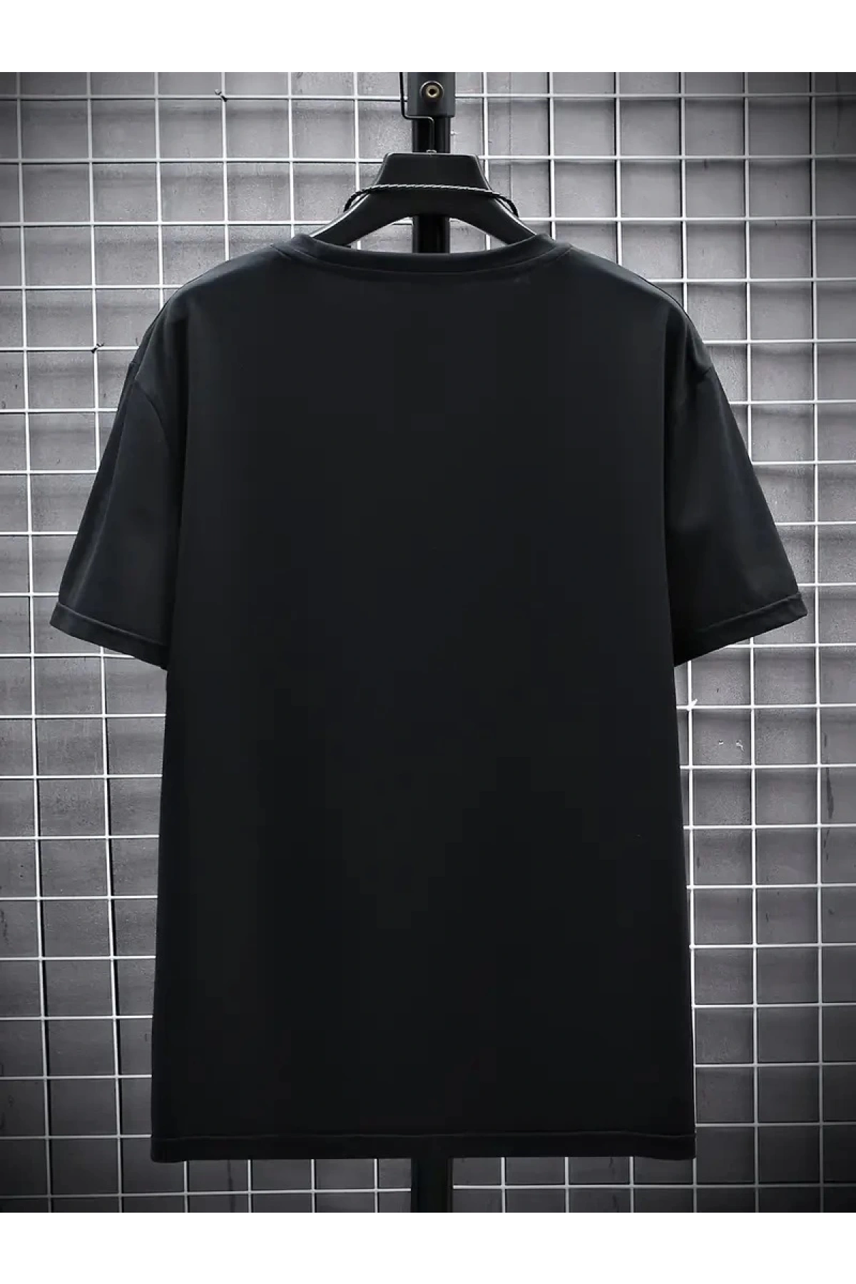 20/1 Penye Compack FUTRE Baskılı Oversize Kısa Kol Bisiklet Yaka T-shirt - Siyah