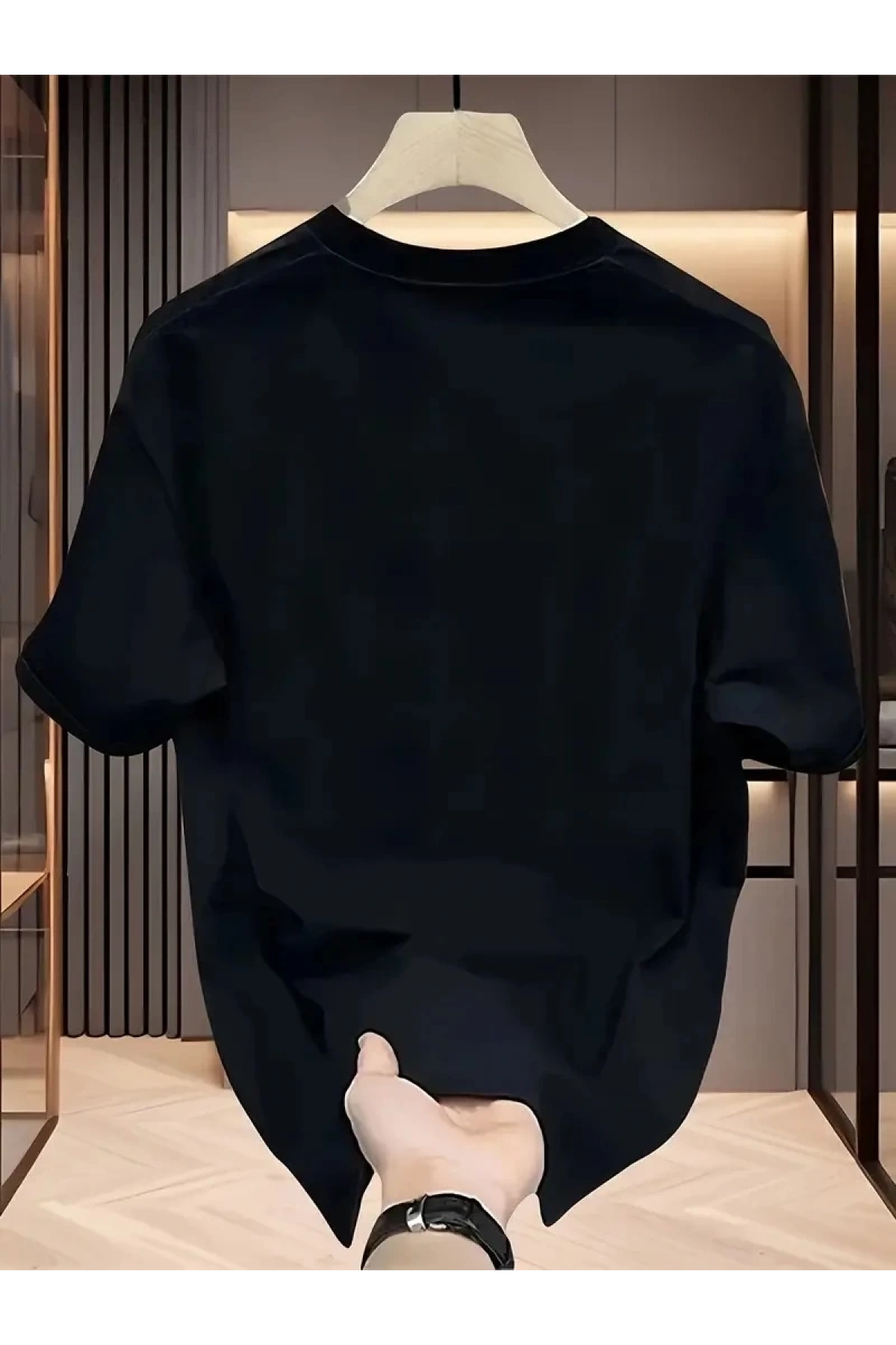 AICG Ön Arka Baskılı Bisiklet Yaka Kadın Oversize Bisiklet Yaka T-shirt - Siyah