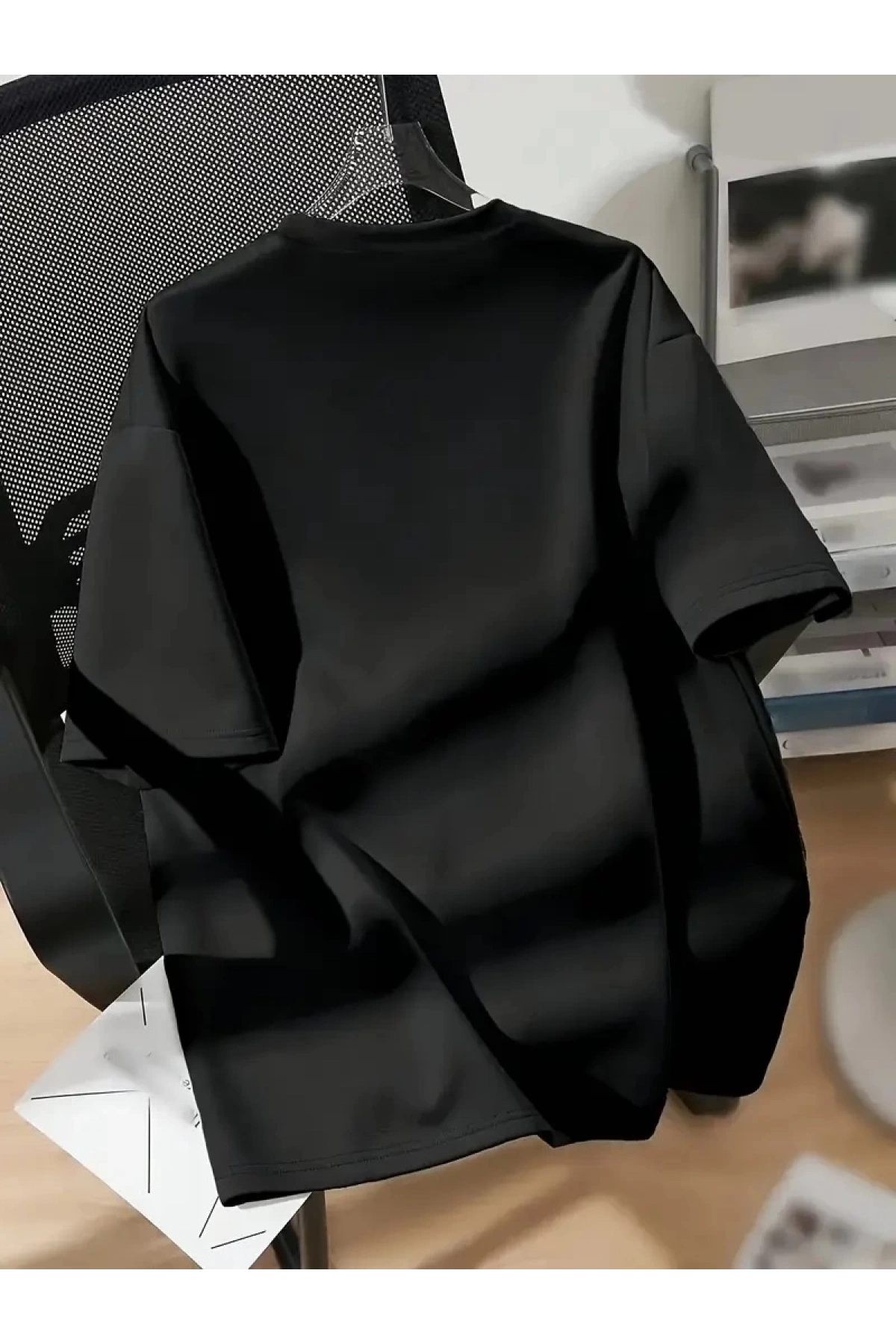 20/1 Penye Compack New York Baskılı Oversize Kısa Kol Bisiklet Yaka T-shirt - Siyah