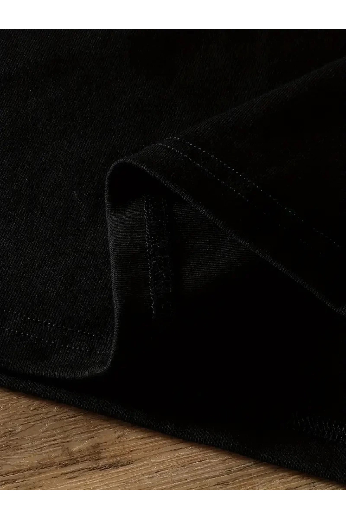 20/1 Penye Compack Ayı Baskılı Oversize Bisiklet Yaka Kısa Kol T-shirt - Siyah