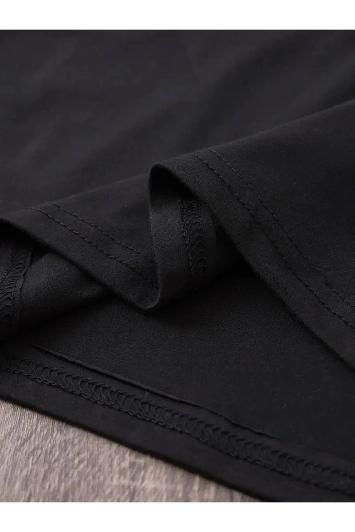 20/1 Penye Compack Baskılı Oversize Bisiklet Yaka Kısa Kol Yazlık T-shirt - Siyah