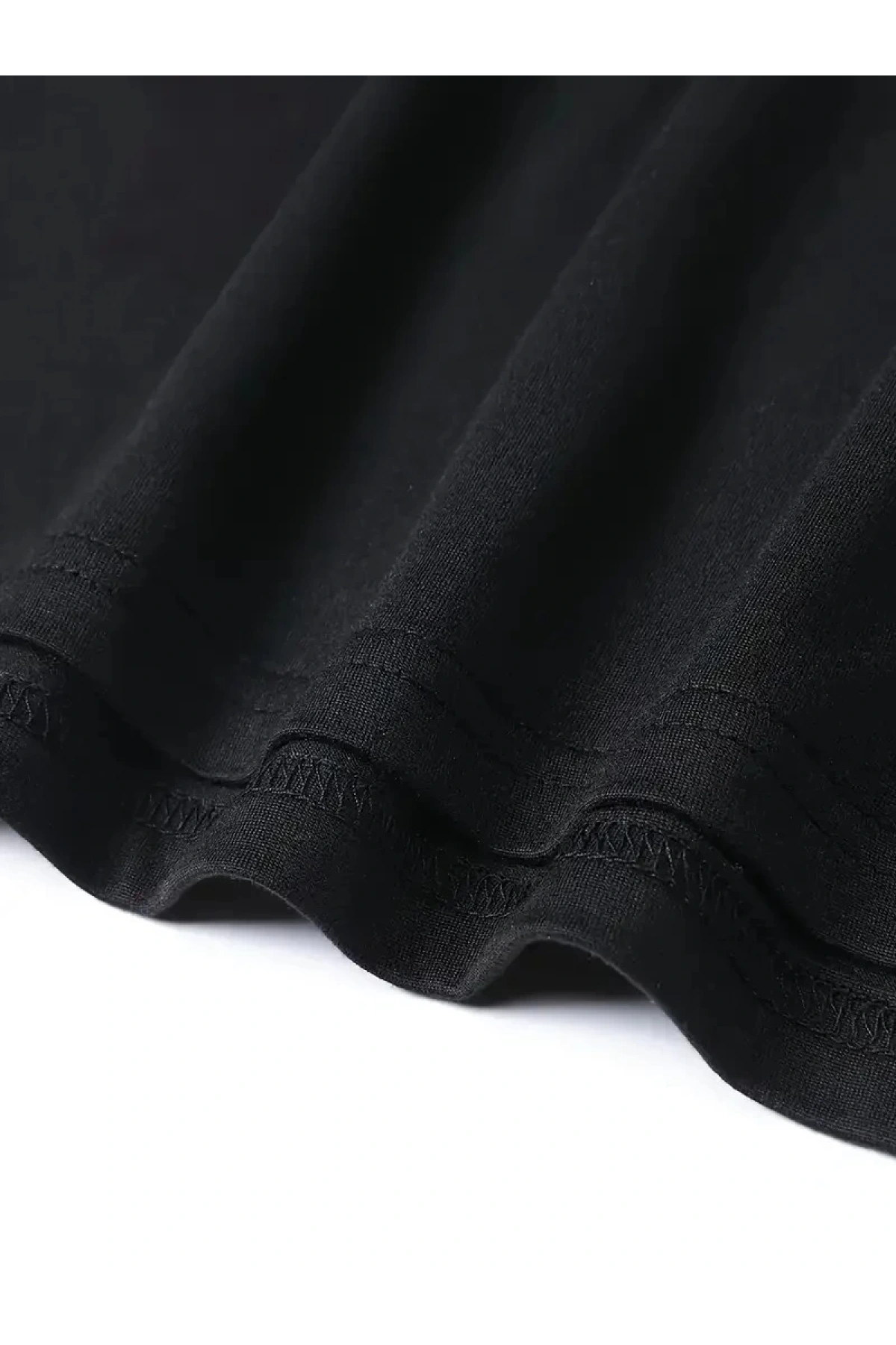 20/1 Penye Compack Baskılı Oversize Bisiklet Yaka Kısa Kol T-shirt - Siyah