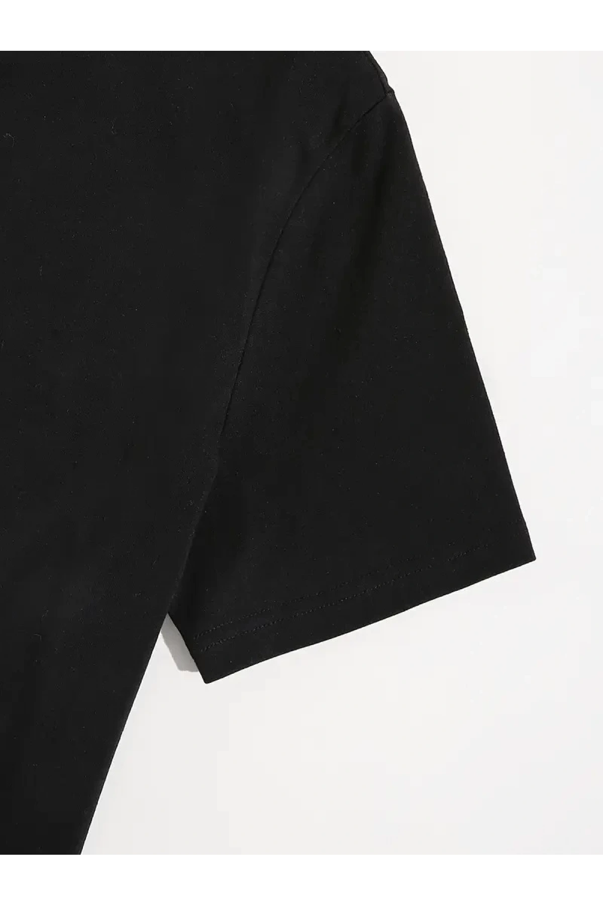 20/1 Penye Compack Shut up Baskılı Oversize Bisiklet Yaka Kısa Kol T-shirt - Siyah