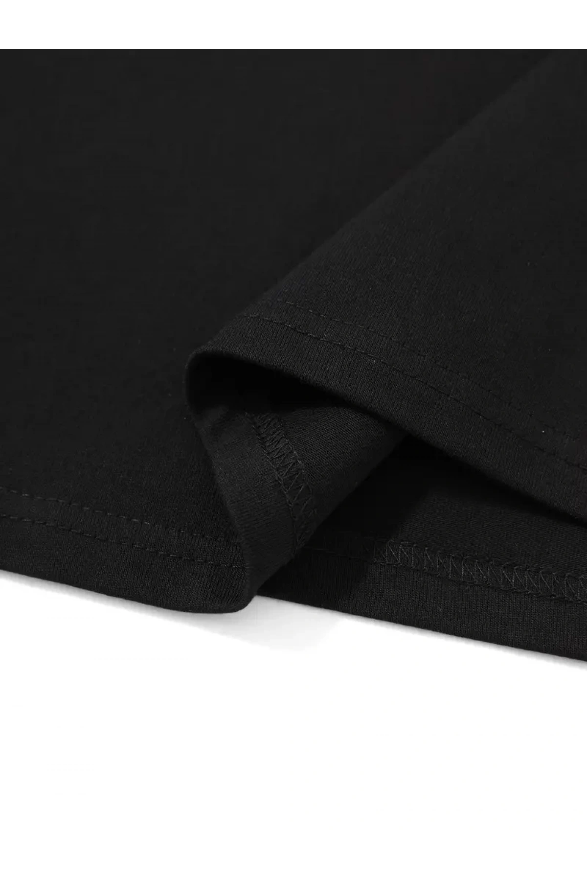 20/1 Penye Compack Palmiye Baskılı Oversize Bisiklet Yaka Kısa Kol T-shirt - Siyah