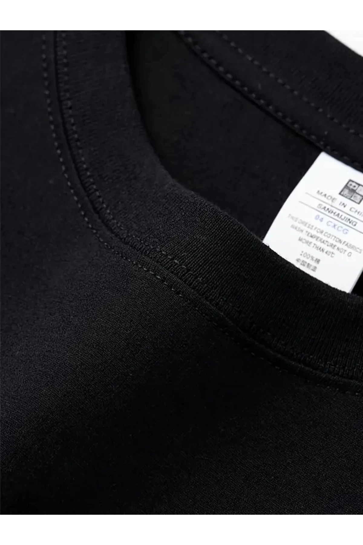 AICG Ön Arka Baskılı Bisiklet Yaka Kadın Oversize Bisiklet Yaka T-shirt - Siyah