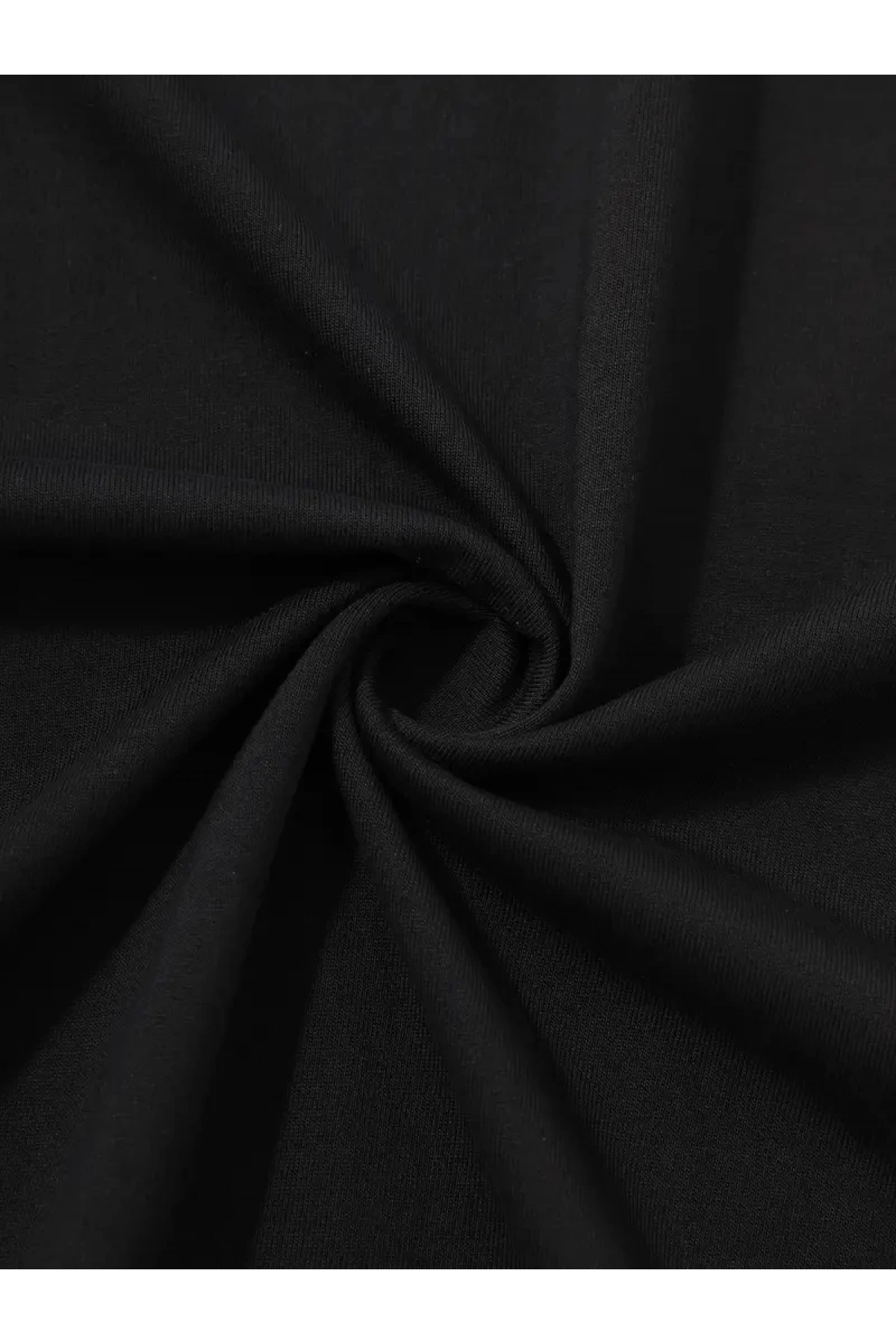 20/1 Penye Compack Uçak Baskılı Oversize Bisiklet Yaka Kısa Kol T-shirt - Siyah