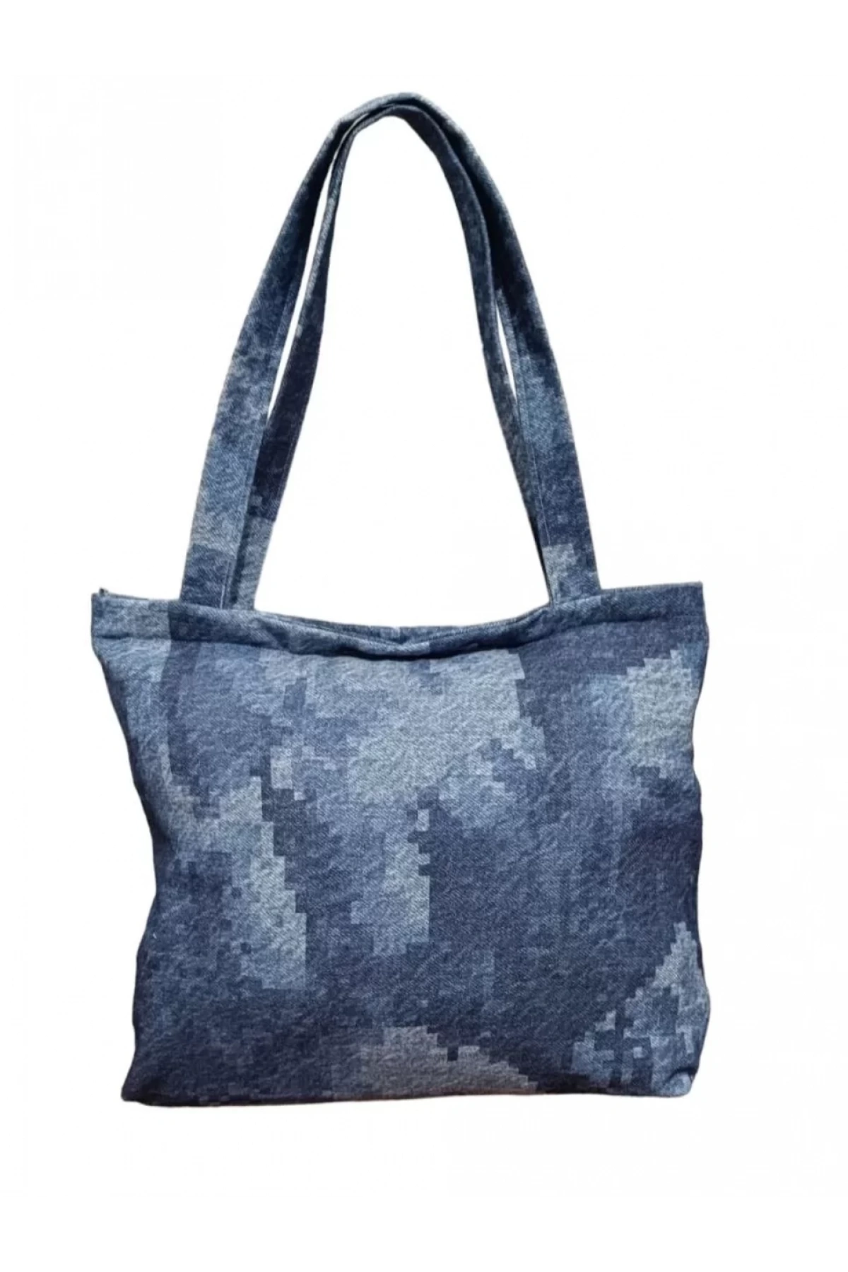 Blujin Desenli Piknik ve Deniz Cepli Fermuarlı Çanta - Mavi