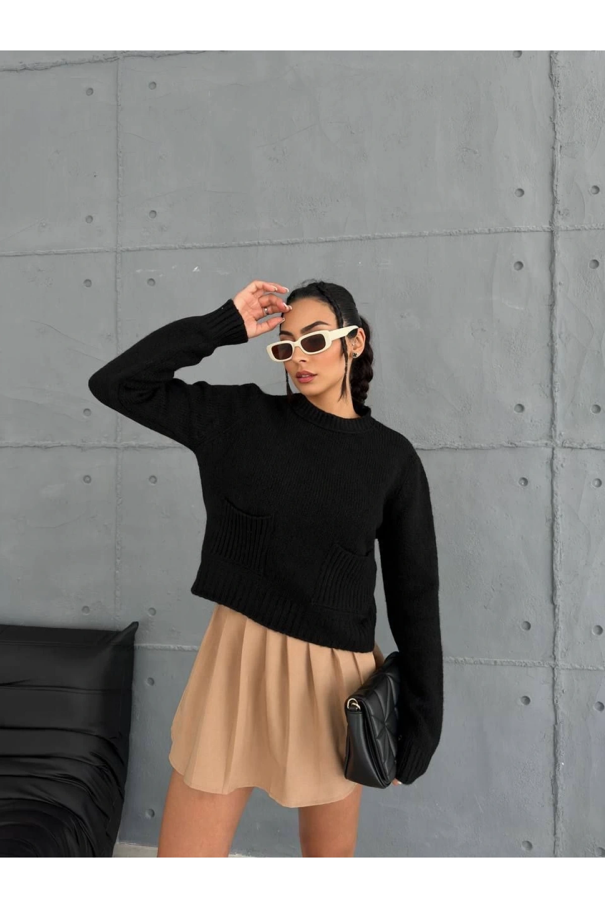 Cepli triko kazak siyah