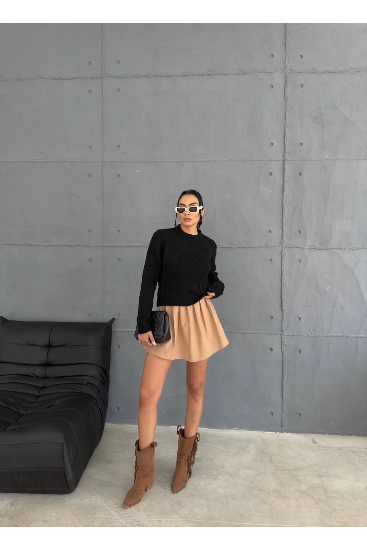 Cepli triko kazak siyah