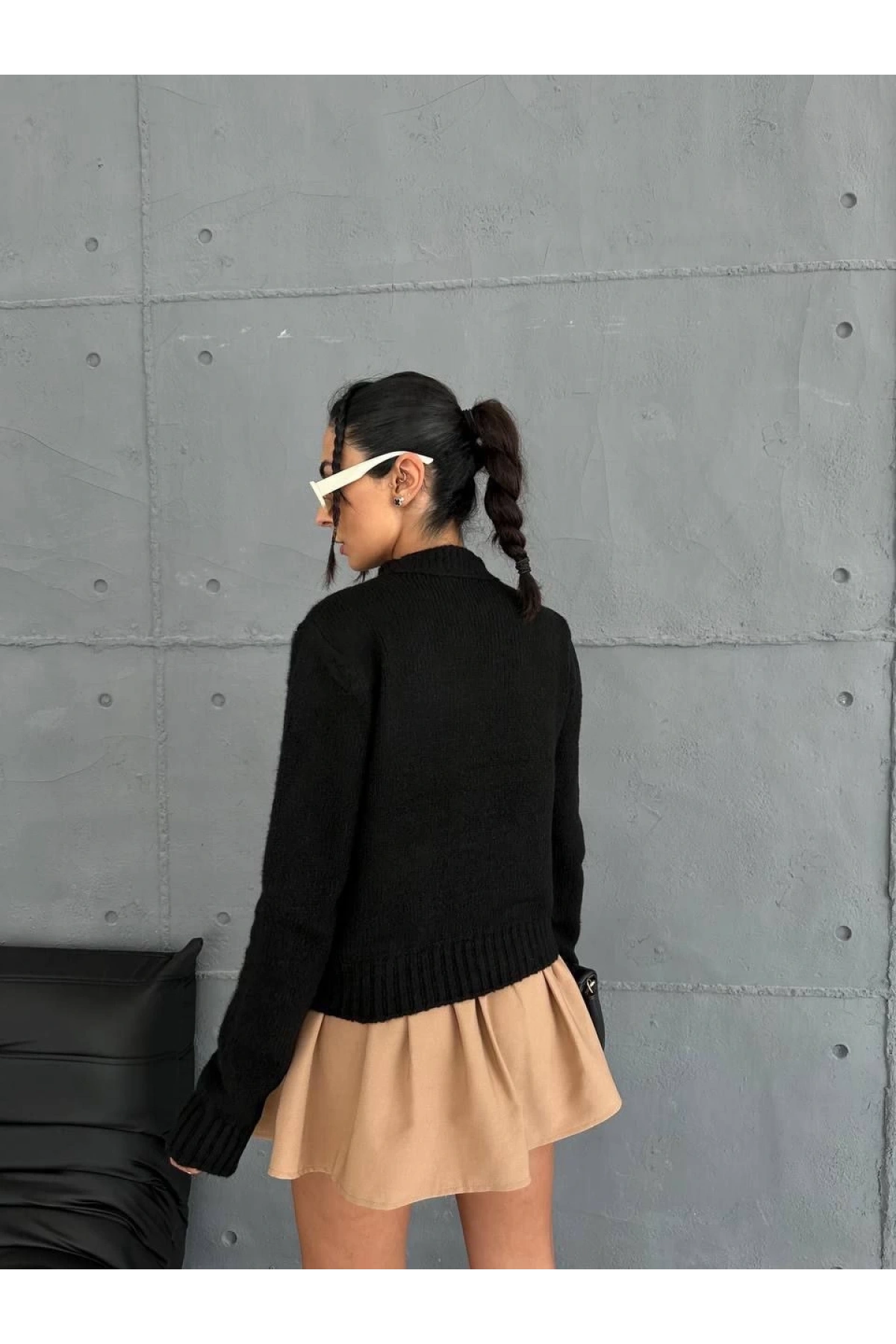 Cepli triko kazak siyah