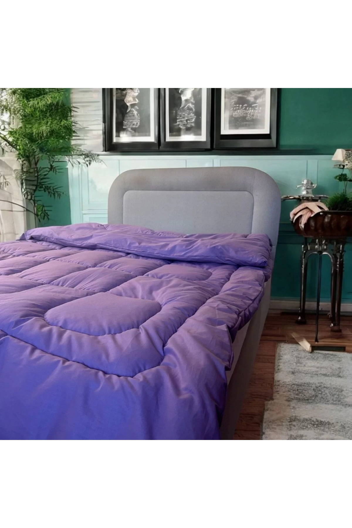 Çift Kişilik Doğal Yün Yorgan - Mor