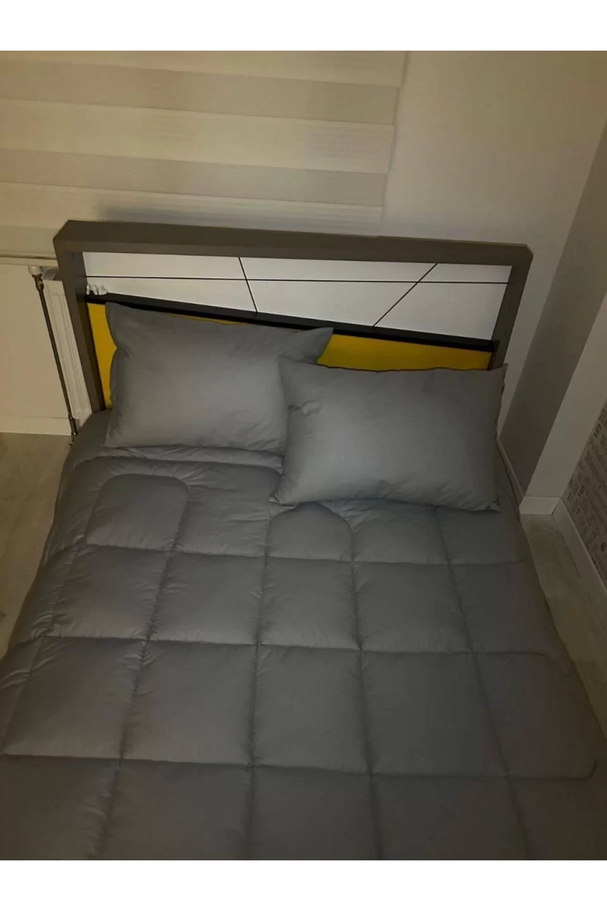 Çift Kişilik Doğal Yün Yorgan ve Yastık Takımı - Boyalı Gri