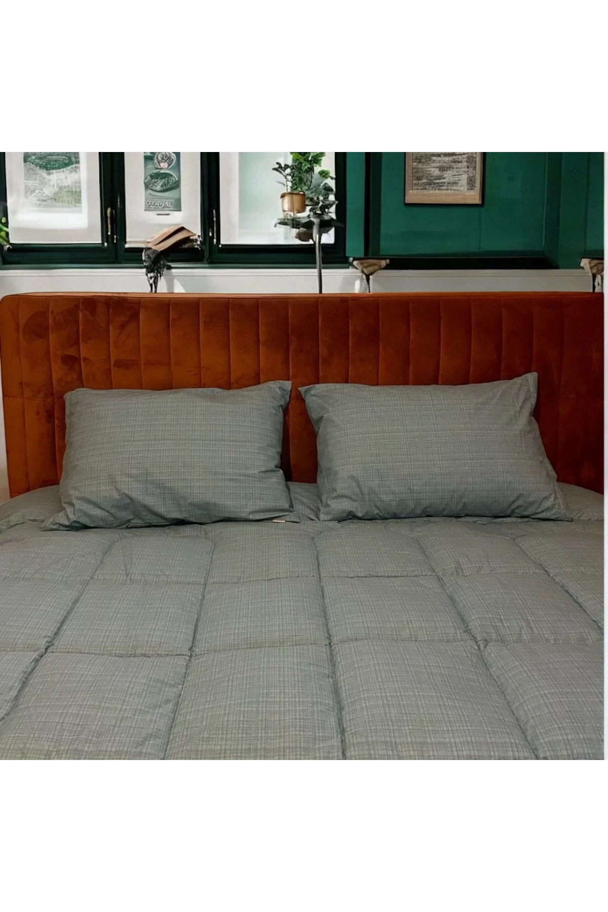 Çift Kişilik Doğal Yün Yorgan ve Yastık Takımı - Füme