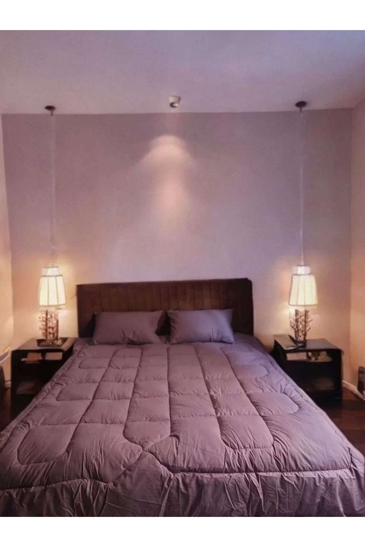 Çift Kişilik Doğal Yün Yorgan ve Yastık Takımı - Mor