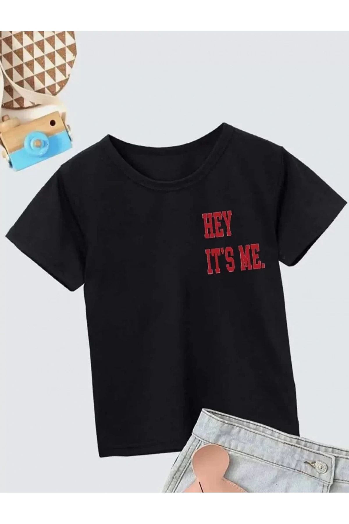 Çocuk Unisex Baskılı T-Shirt - Siyah