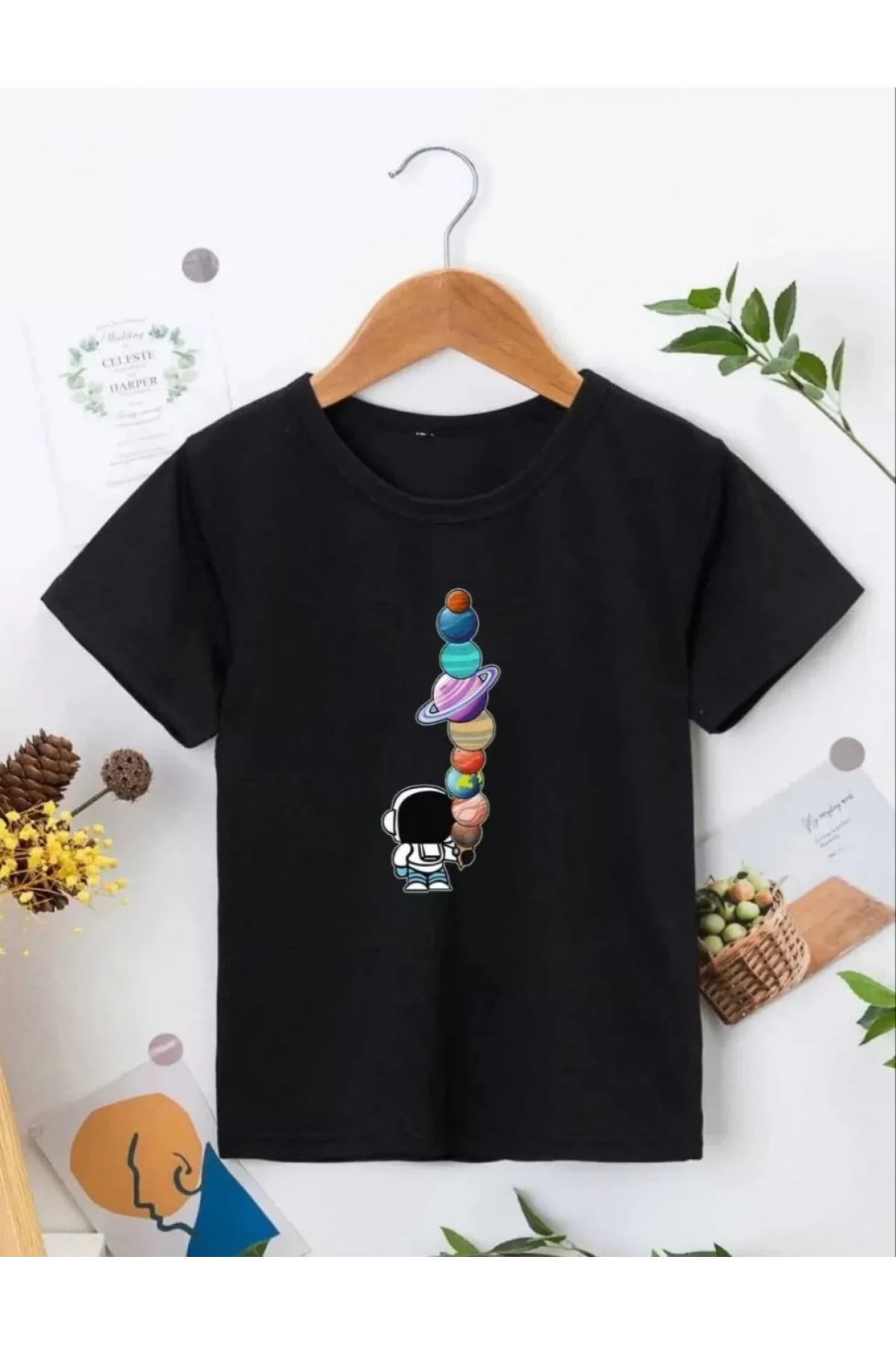 Çocuk Unisex Baskılı T-Shirt - Siyah