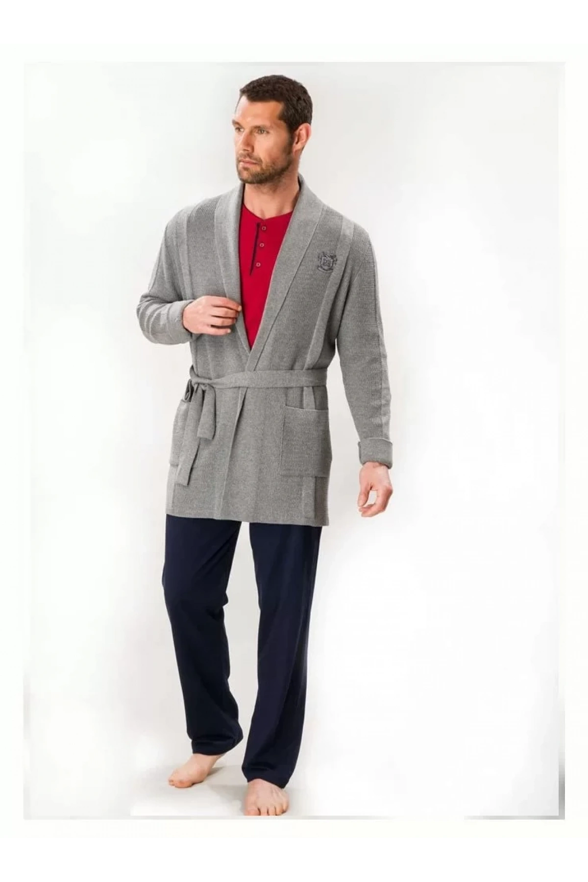 DS Damat 03004 5li Triko Robdöşambr Damat Pijama Seti