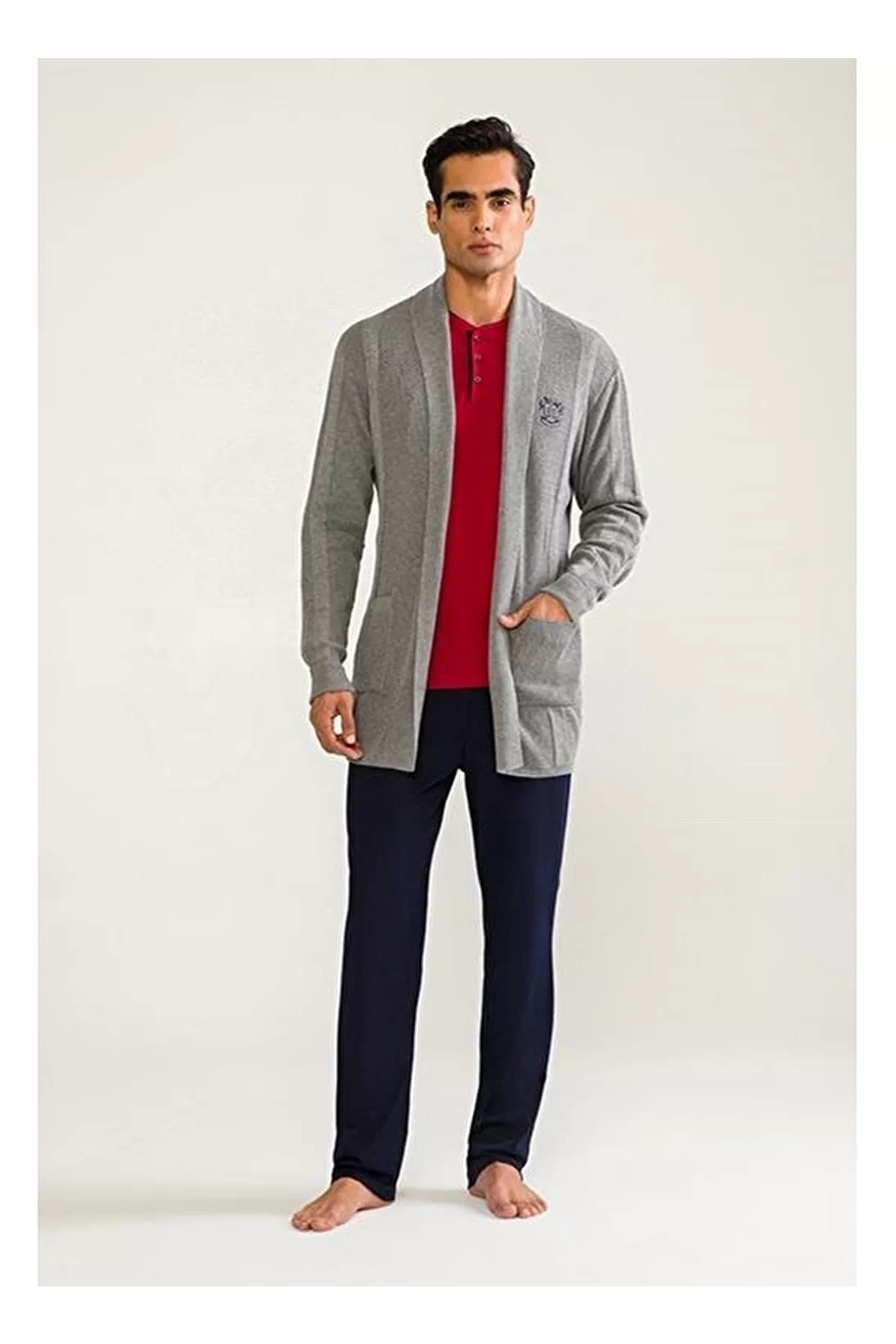 DS Damat 03004 5li Triko Robdöşambr Damat Pijama Seti