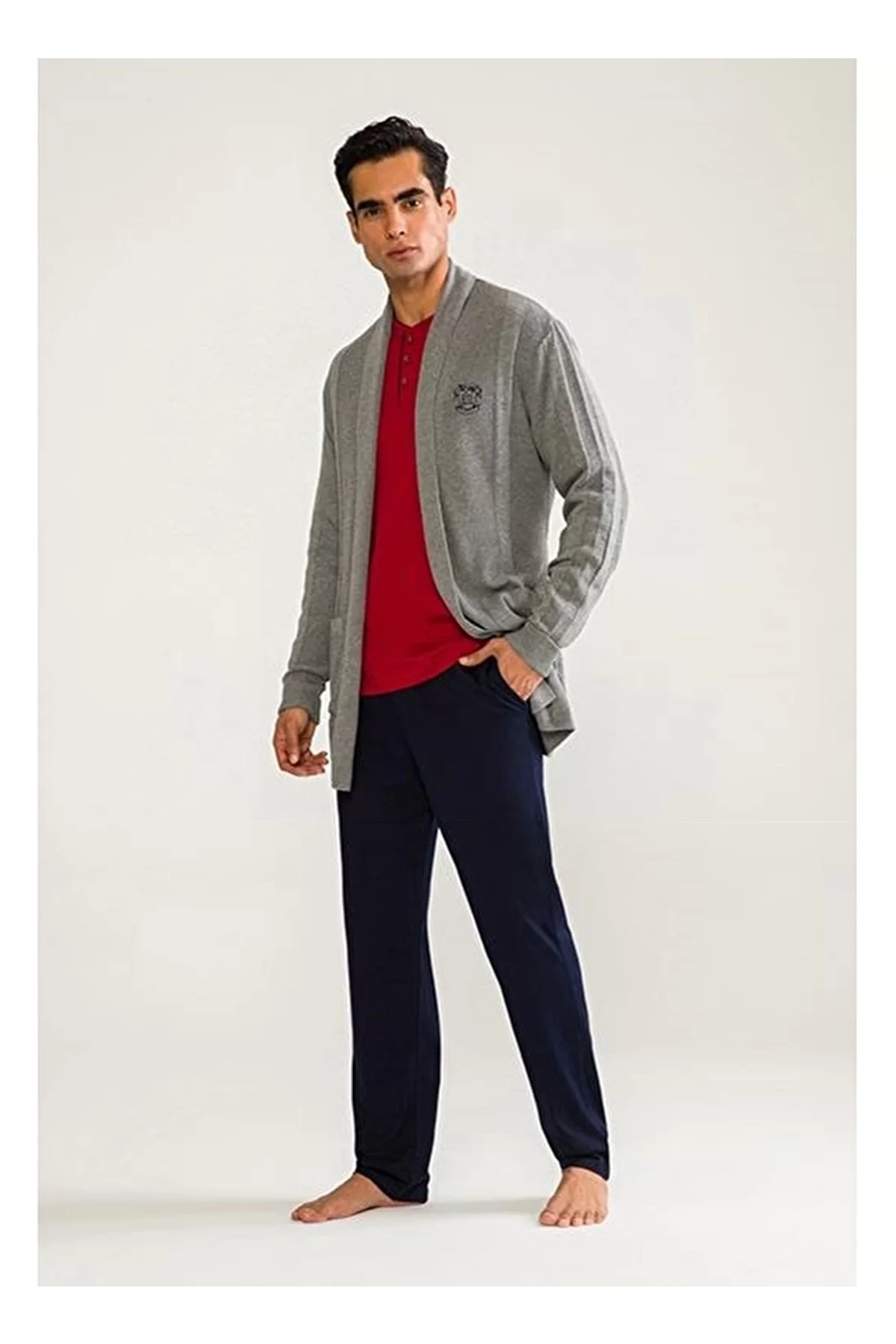 DS Damat 03004 5li Triko Robdöşambr Damat Pijama Seti