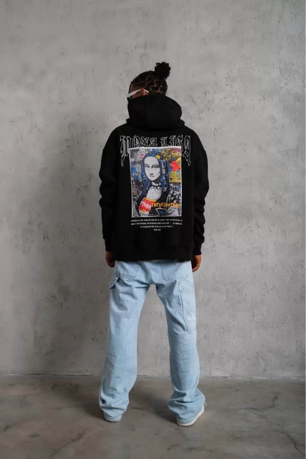 Erkek Baskılı Kapüşonlu ve Kanguru Cepli Sweat - Siyah