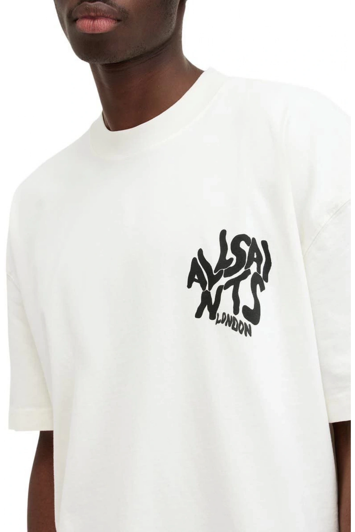 Erkek Baskılı Oversize T-shirt - Beyaz