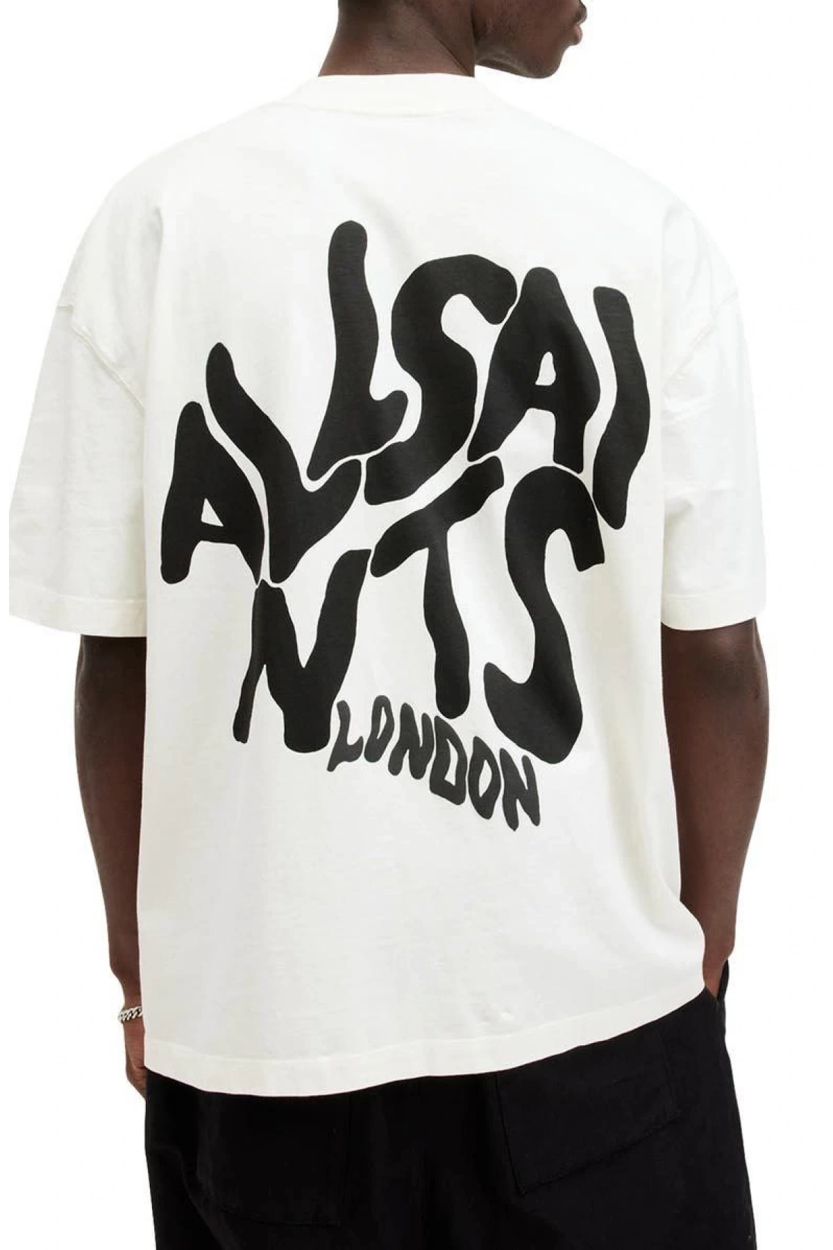 Erkek Baskılı Oversize T-shirt - Beyaz