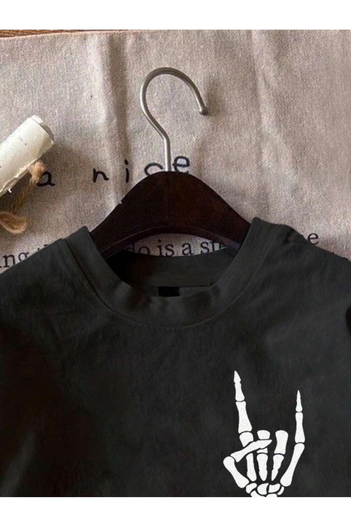 Erkek Baskılı Oversize T-shirt - Siyah