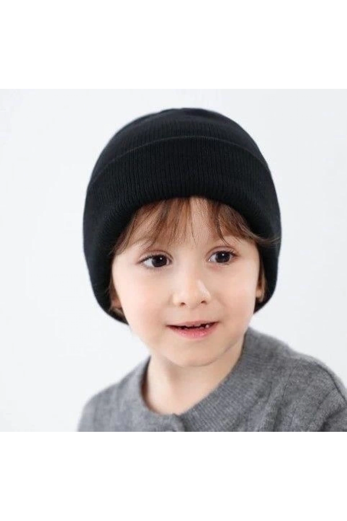 Erkek Çocuk Katlamalı Basic Bere - Siyah
