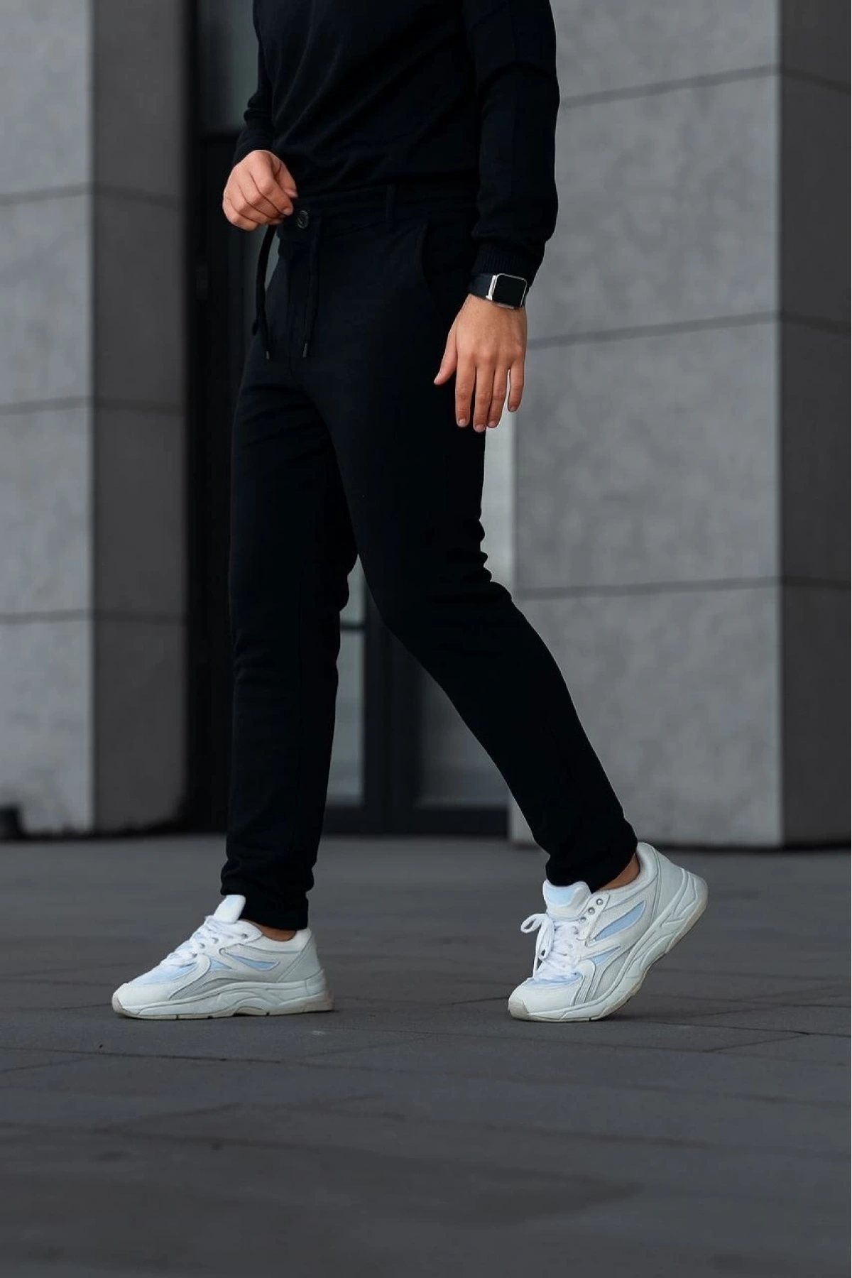 Erkek Diagonel Mikro dokulu Cepli Pantolon - Siyah