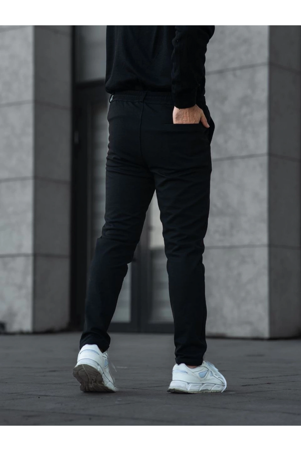 Erkek Diagonel Mikro dokulu Cepli Pantolon - Siyah