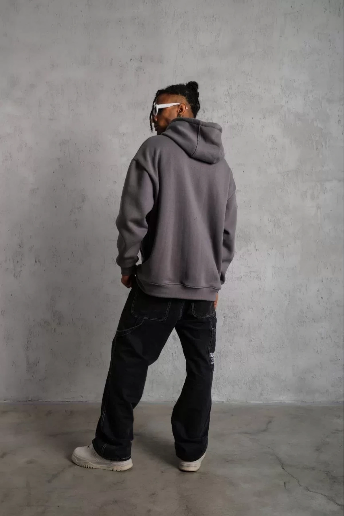 Erkek Düz Kapüşonlu Sweat - Gri