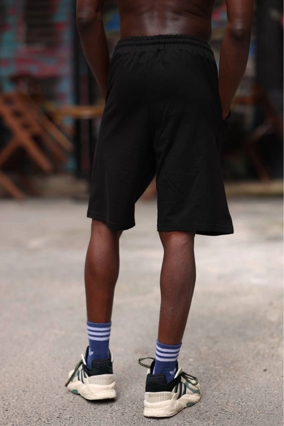 Erkek İki İplik Cepli Şort - Siyah