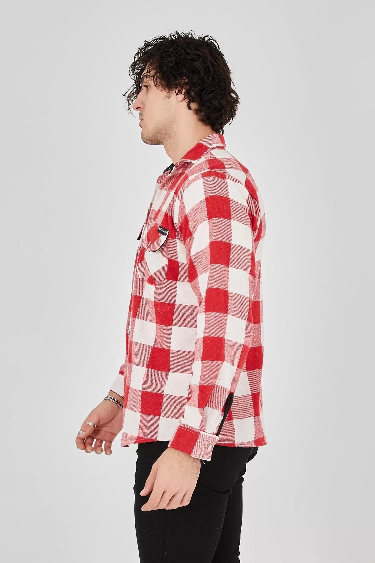 Erkek Oduncu Gömlek – Uzun Kollu, Şardonlu Kumaş, Kareli Desen, Regular Fit, Manşetli, Çift Cepli, Rahat Günlük Bahar & Kış Stil - Pembe