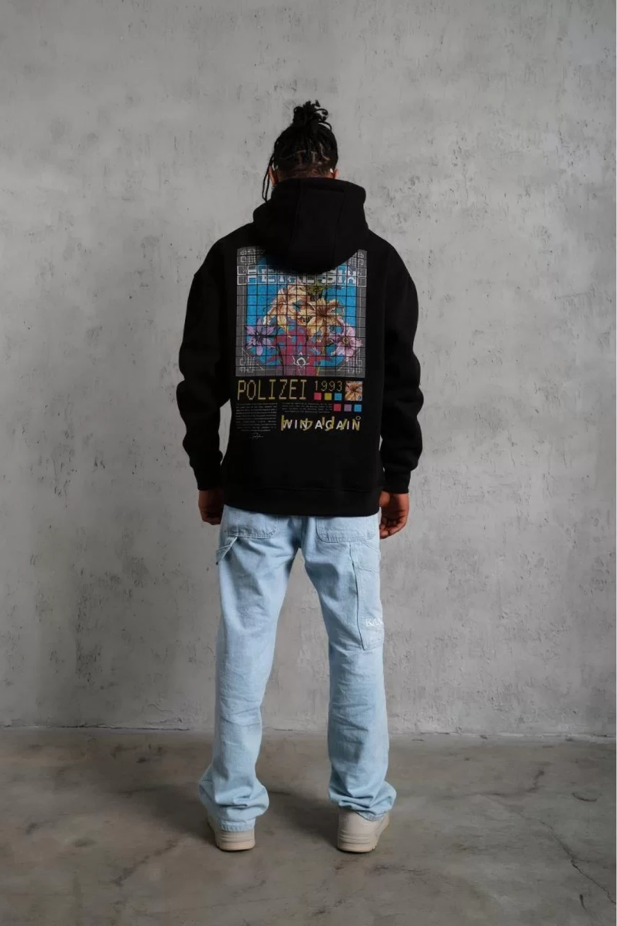 Erkek Patel Six Baskılı Kapüşonlu Sweat - Siyah