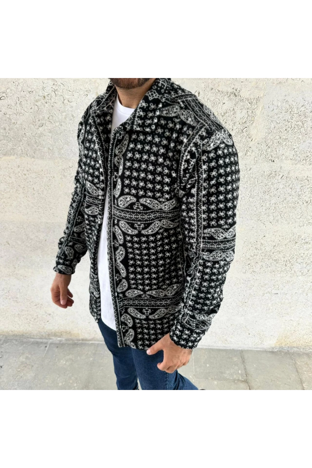 Erkek Polar Fermuarlı Sweatshirt – Kapüşonsuz, Cepli, Yumuşak Dokulu, Oversize Rahat Kalıp, Kışlık Sıcak Tutan Fermuarlı Üst - Siyah