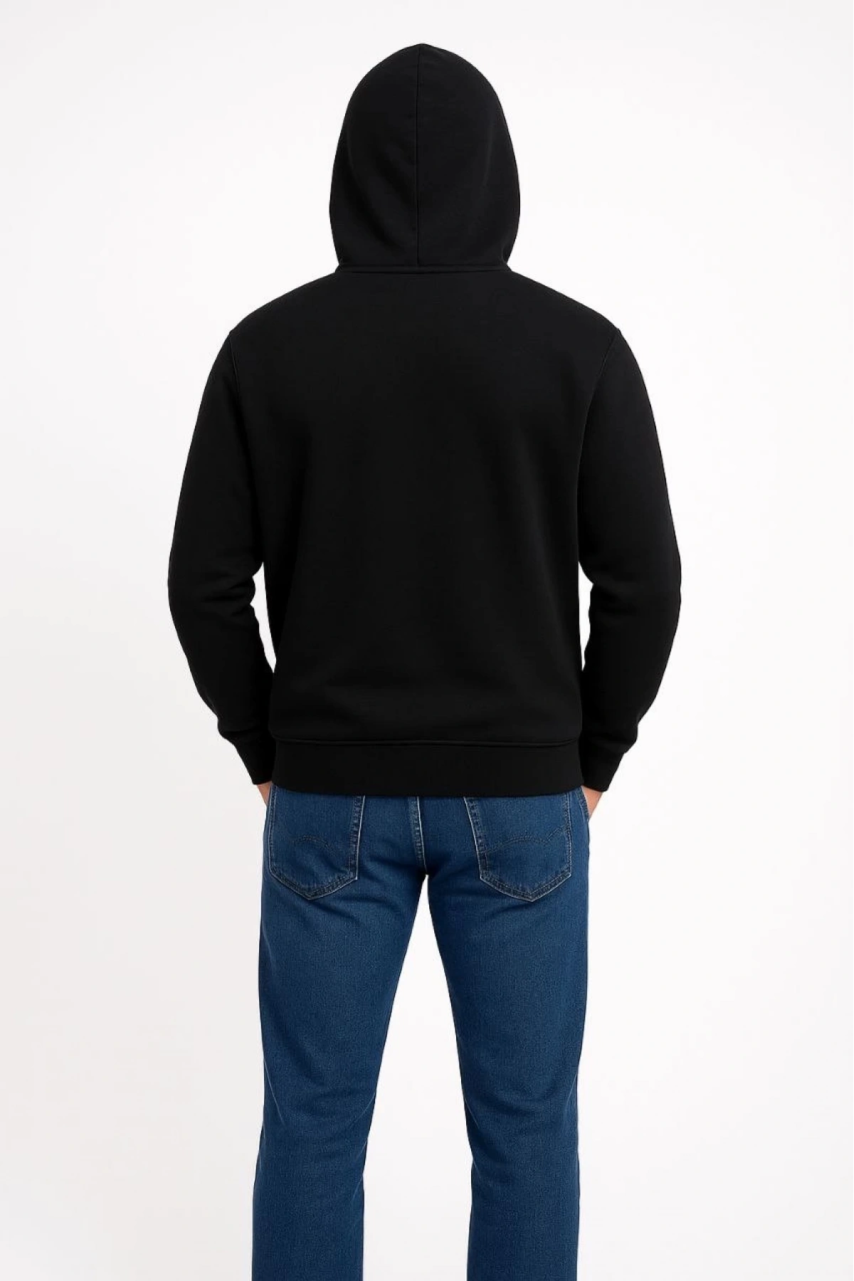 Erkek Üç İplik Kapüşonlu Kanguru Cepli SweatShirt hoodie - Siyah