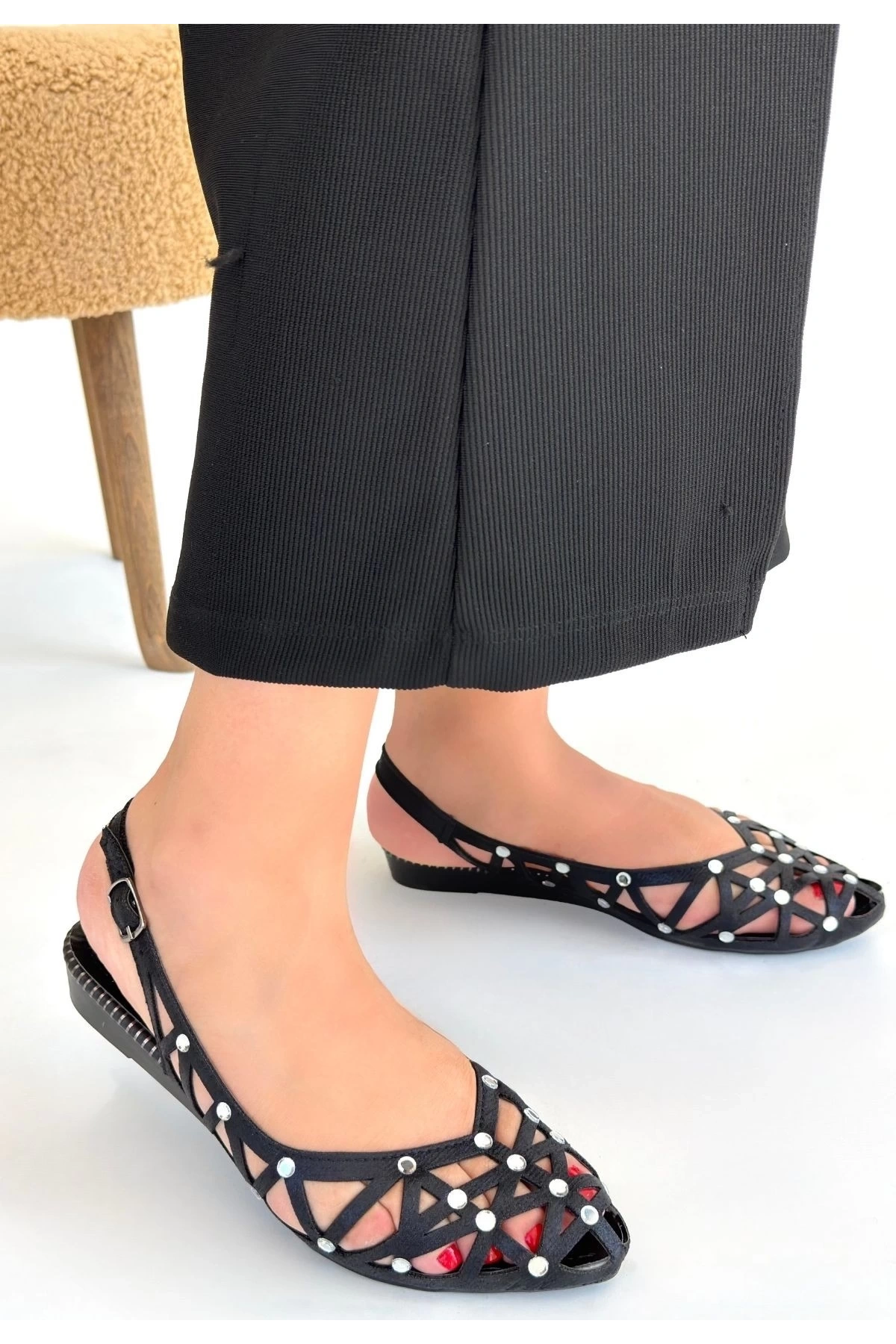 Faty Siyah Cilt Babet Ayakkabı