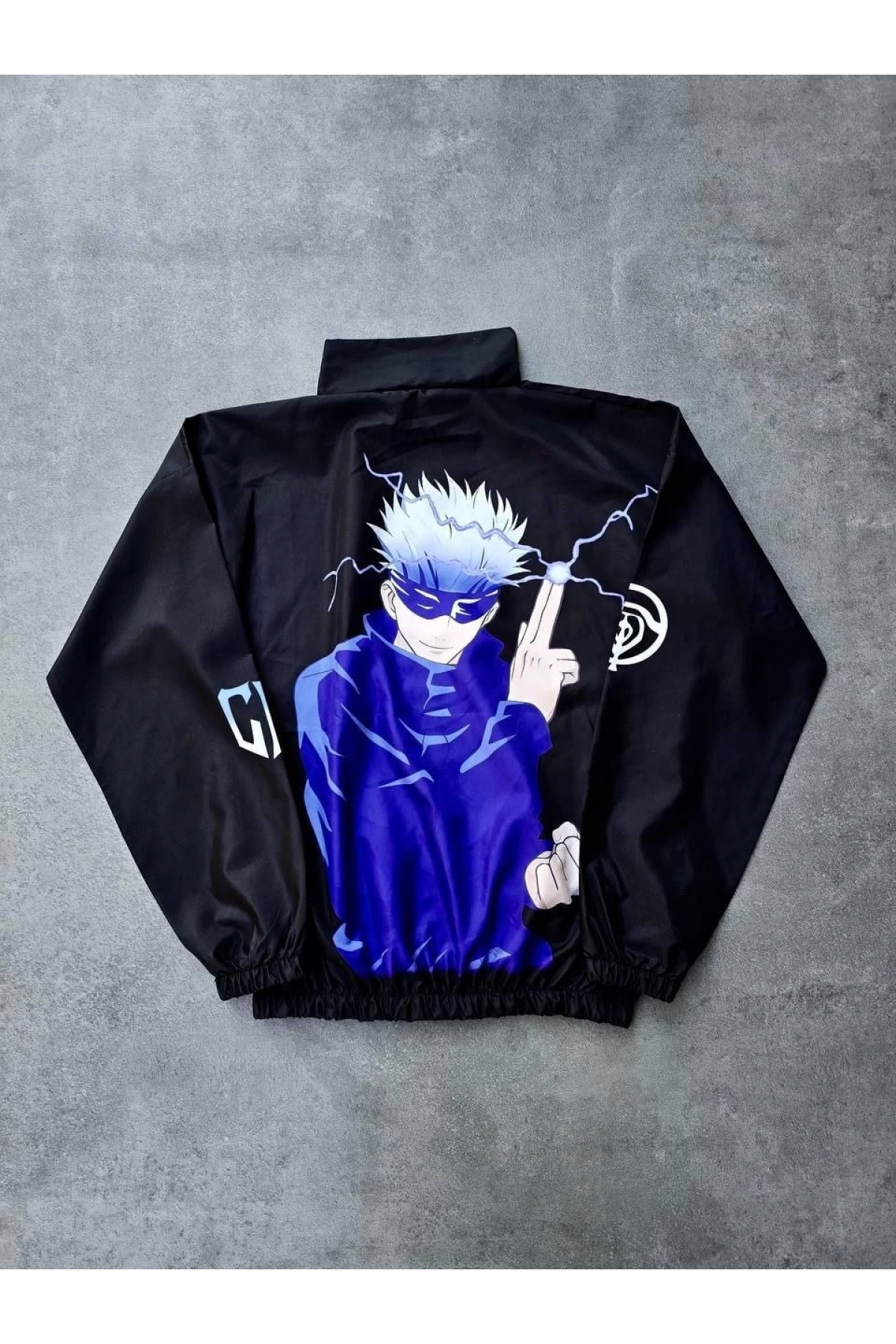 Fermuarlı Dijital Baskılı Rüzgarlık - Siyah